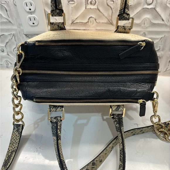 Marc Fisher Cream and Black Handbag Shoulder Bag Exotic Animal Print - Picture 3 of 7